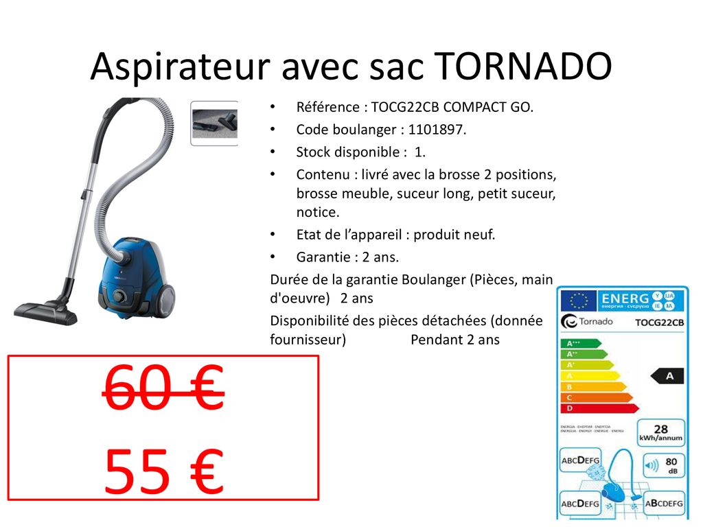 Aspirateur avec sac TORNADO ppt t l charger